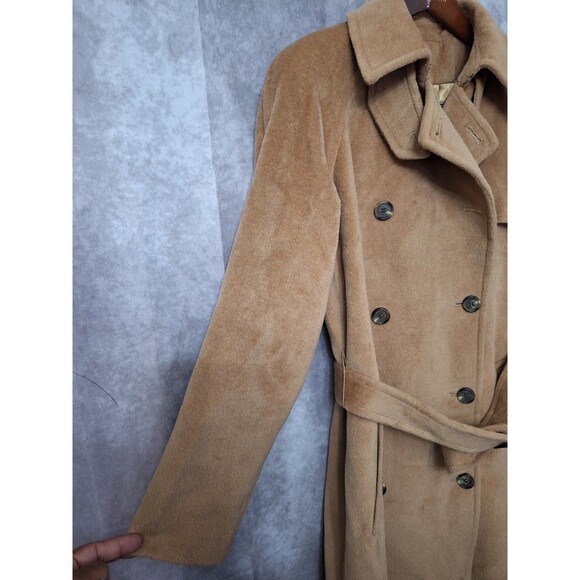 American Living Wool Angora Peacoat Womens Medium Tan Double Breasted Belted - Picture 7 of 16